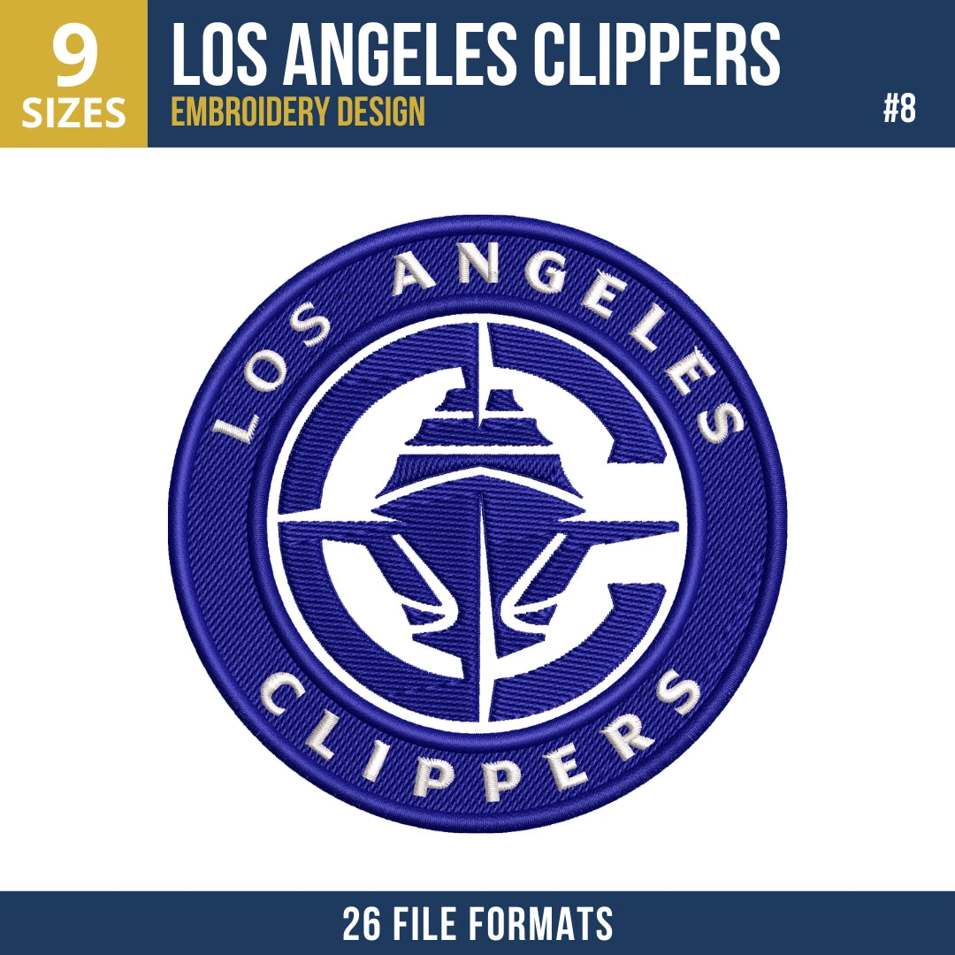 Los Angeles Clippers Embroidery Design Bundle | 10 NBA Logo Files