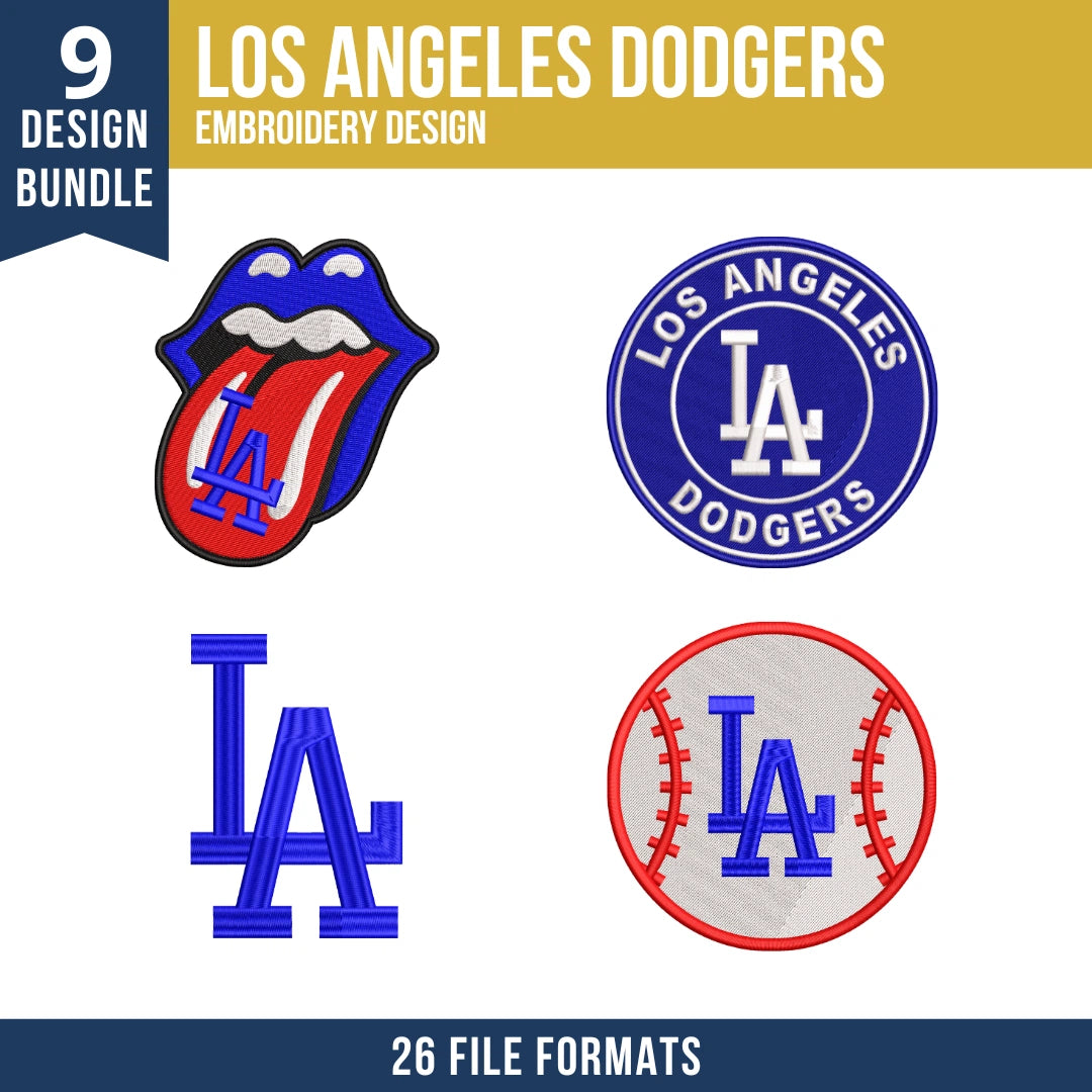 Los Angeles Dodgers Embroidery Bundle – 9 Designs, 26 Formats