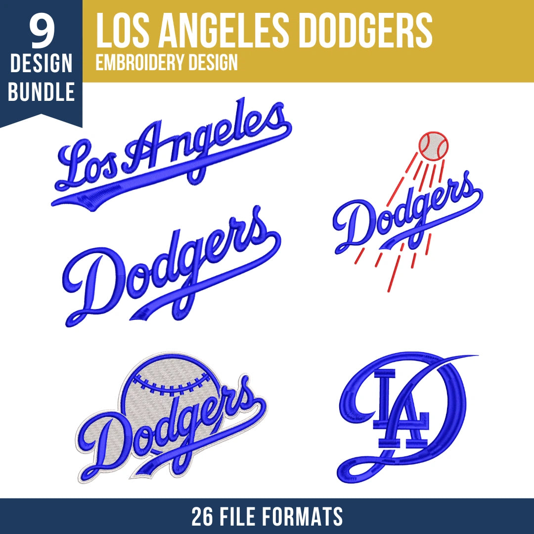 Los Angeles Dodgers Embroidery Bundle – 9 Designs, 26 Formats