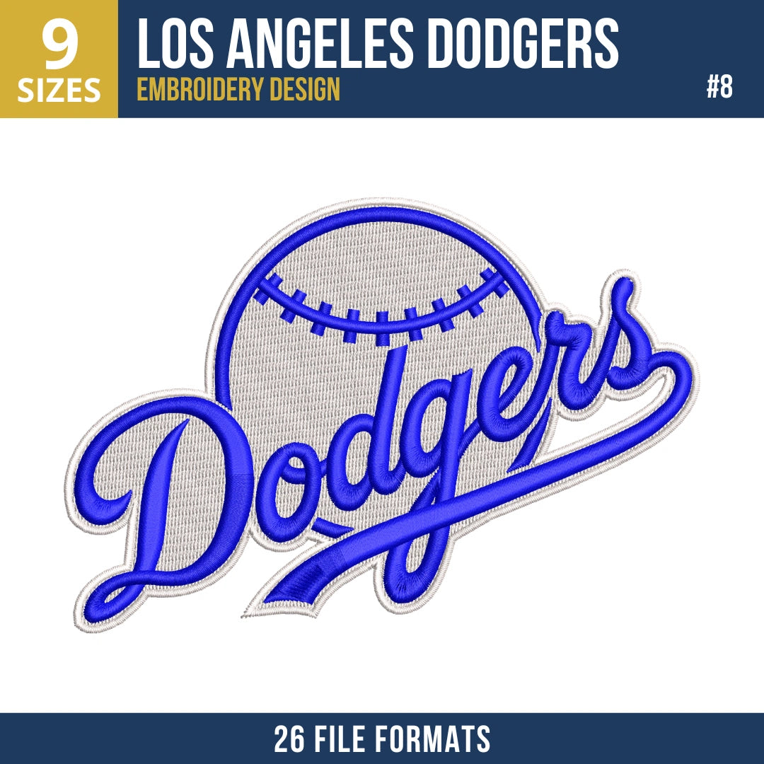 Los Angeles Dodgers Embroidery Bundle – 9 Designs, 26 Formats