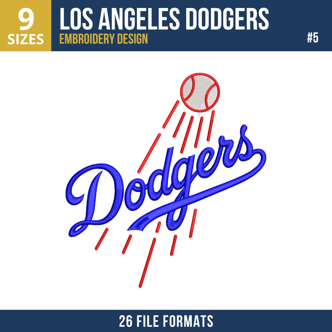 Los Angeles Dodgers Embroidery Bundle – 9 Designs, 26 Formats