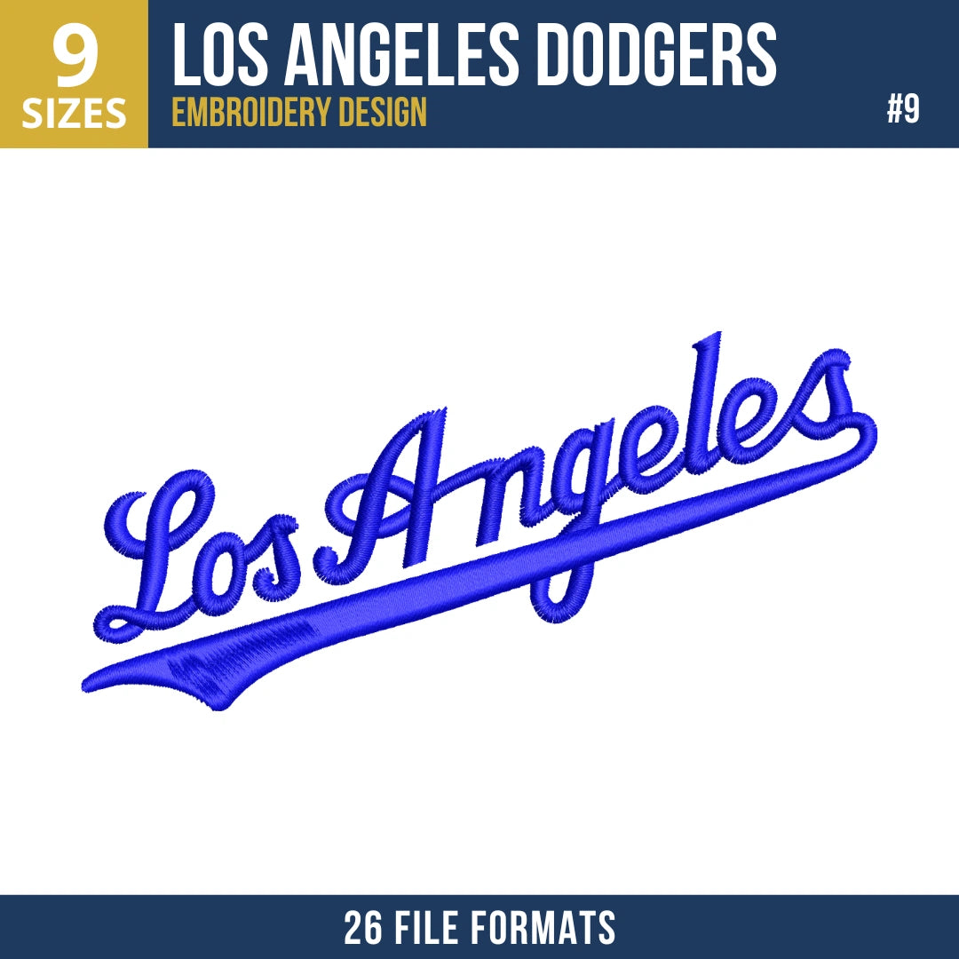 Los Angeles Dodgers Embroidery Bundle – 9 Designs, 26 Formats