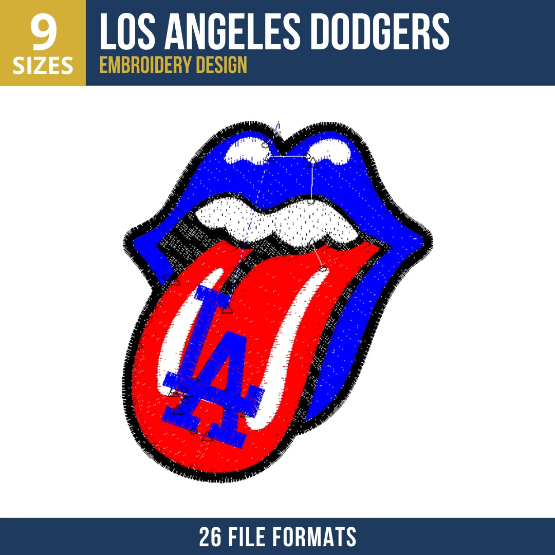 Los Angeles Dodgers Rolling Tongue Embroidery Design