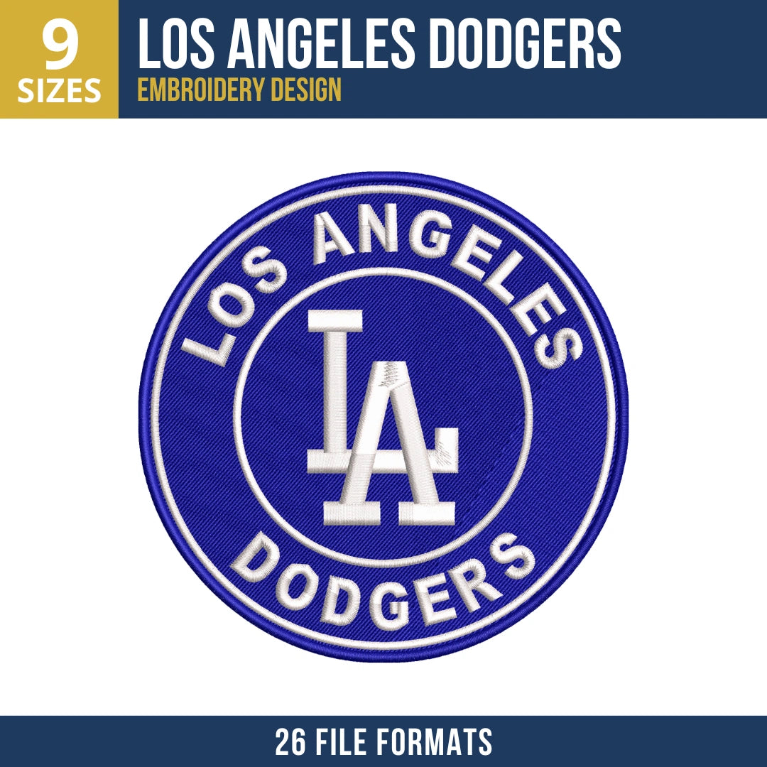 Los Angeles Dodgers Circular Badge Embroidery Design