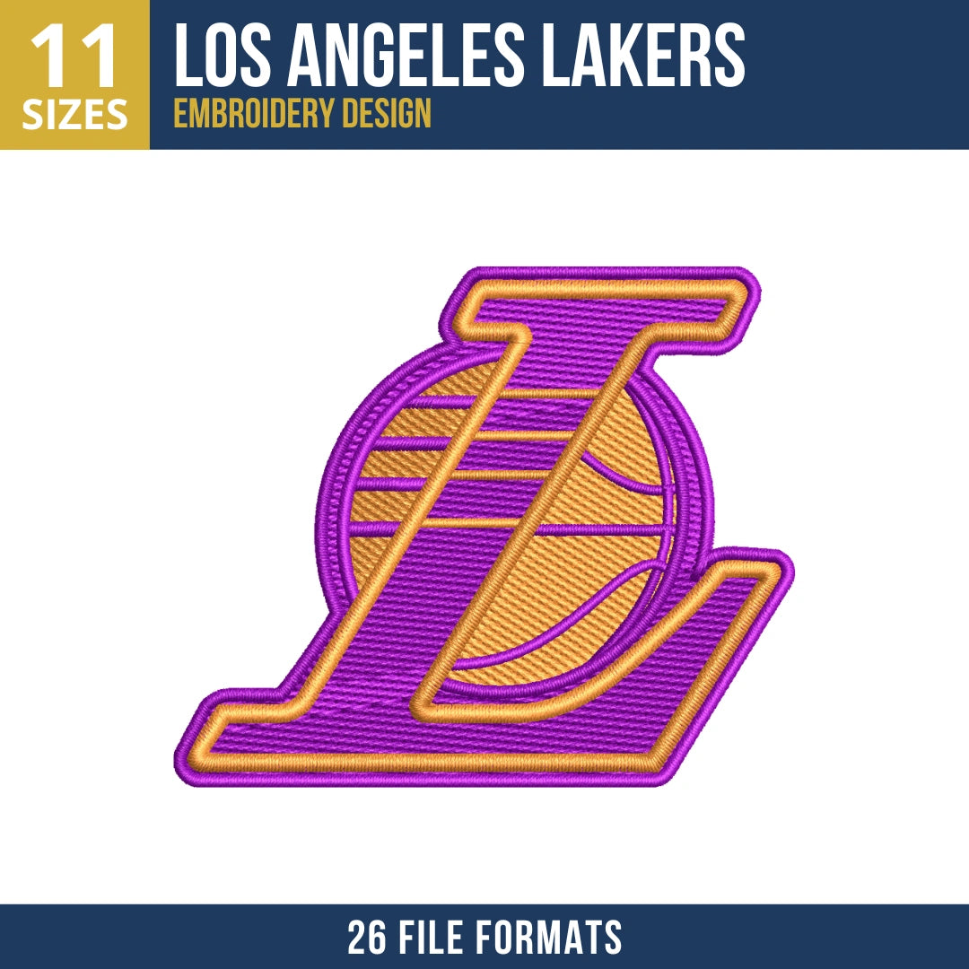Los Angeles Lakers Interlocking LA Basketball Embroidery Design