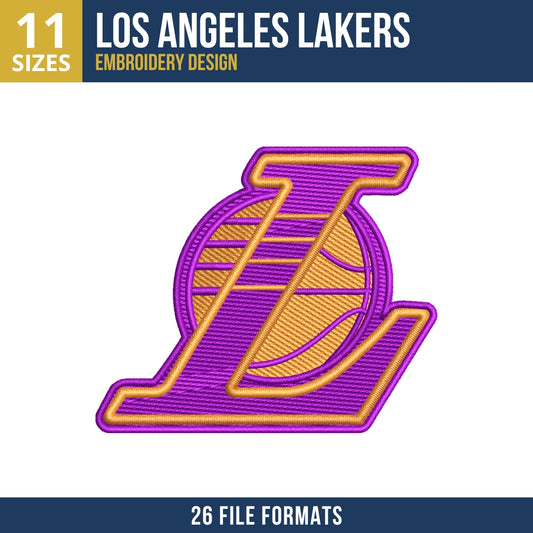 Los Angeles Lakers Interlocking LA Basketball Embroidery Design