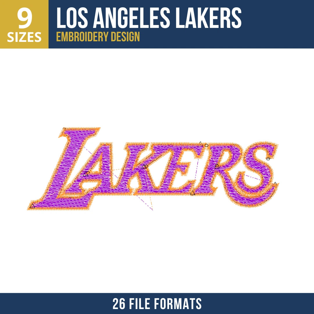 Los Angeles Lakers Wordmark Basketball Embroidery Design