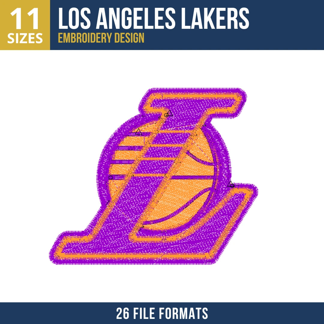 Los Angeles Lakers Interlocking LA Basketball Embroidery Design