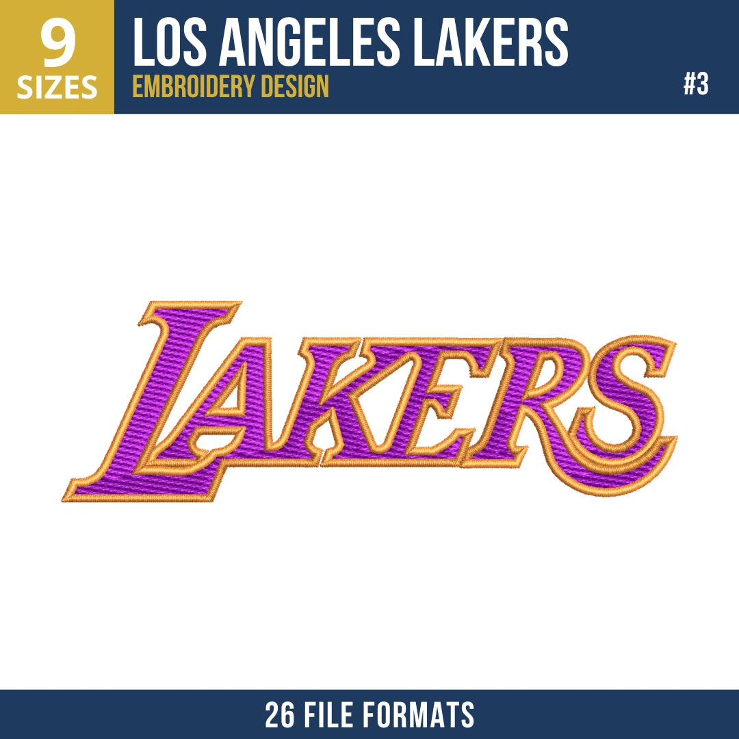 Los Angeles Lakers Embroidery Design Bundle | 4 NBA Logo Files