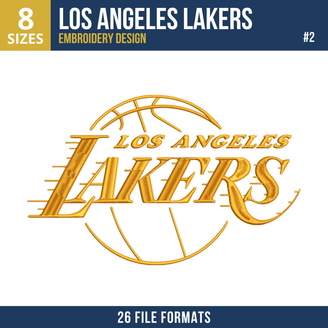 Los Angeles Lakers Embroidery Design Bundle | 4 NBA Logo Files