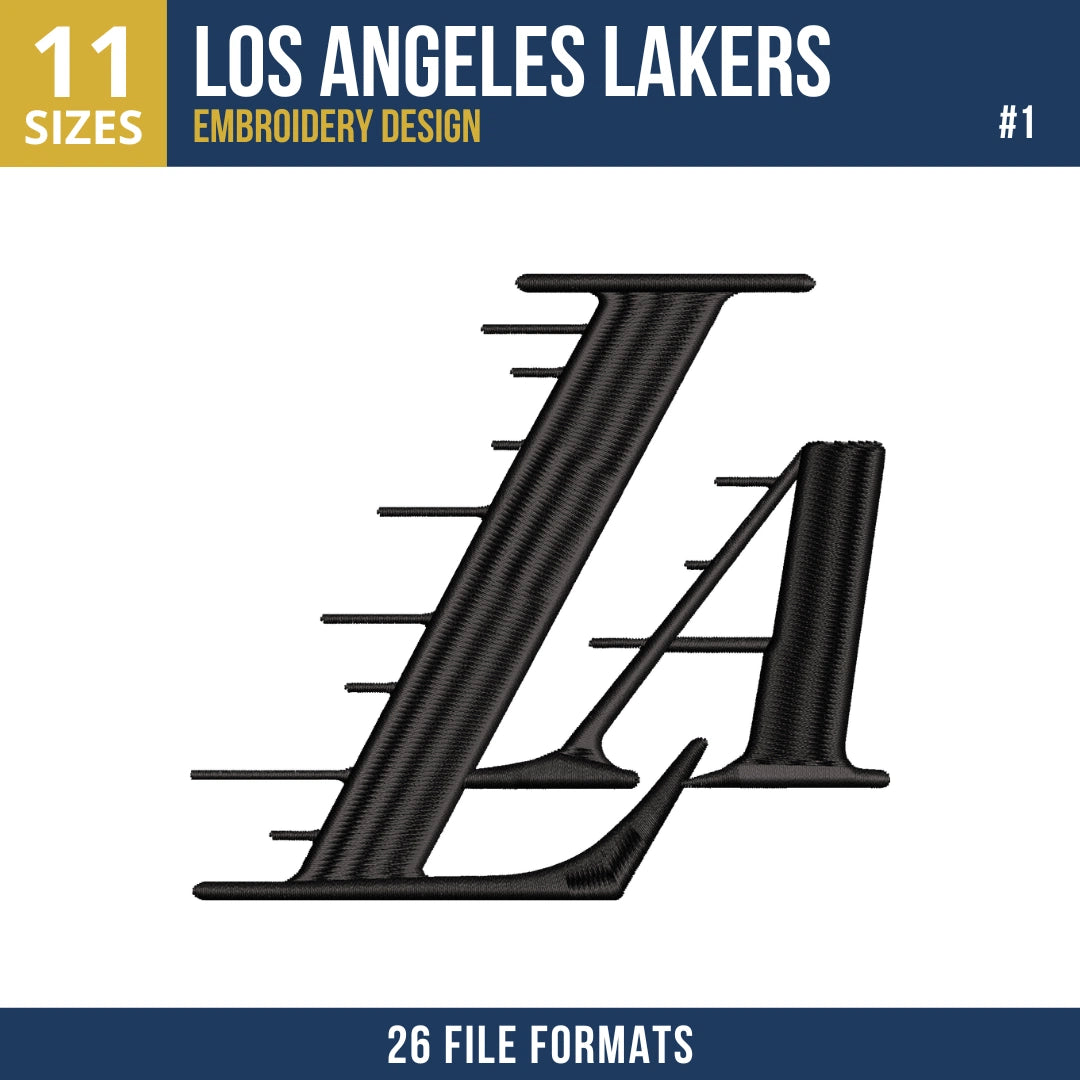 Los Angeles Lakers Embroidery Design Bundle | 4 NBA Logo Files