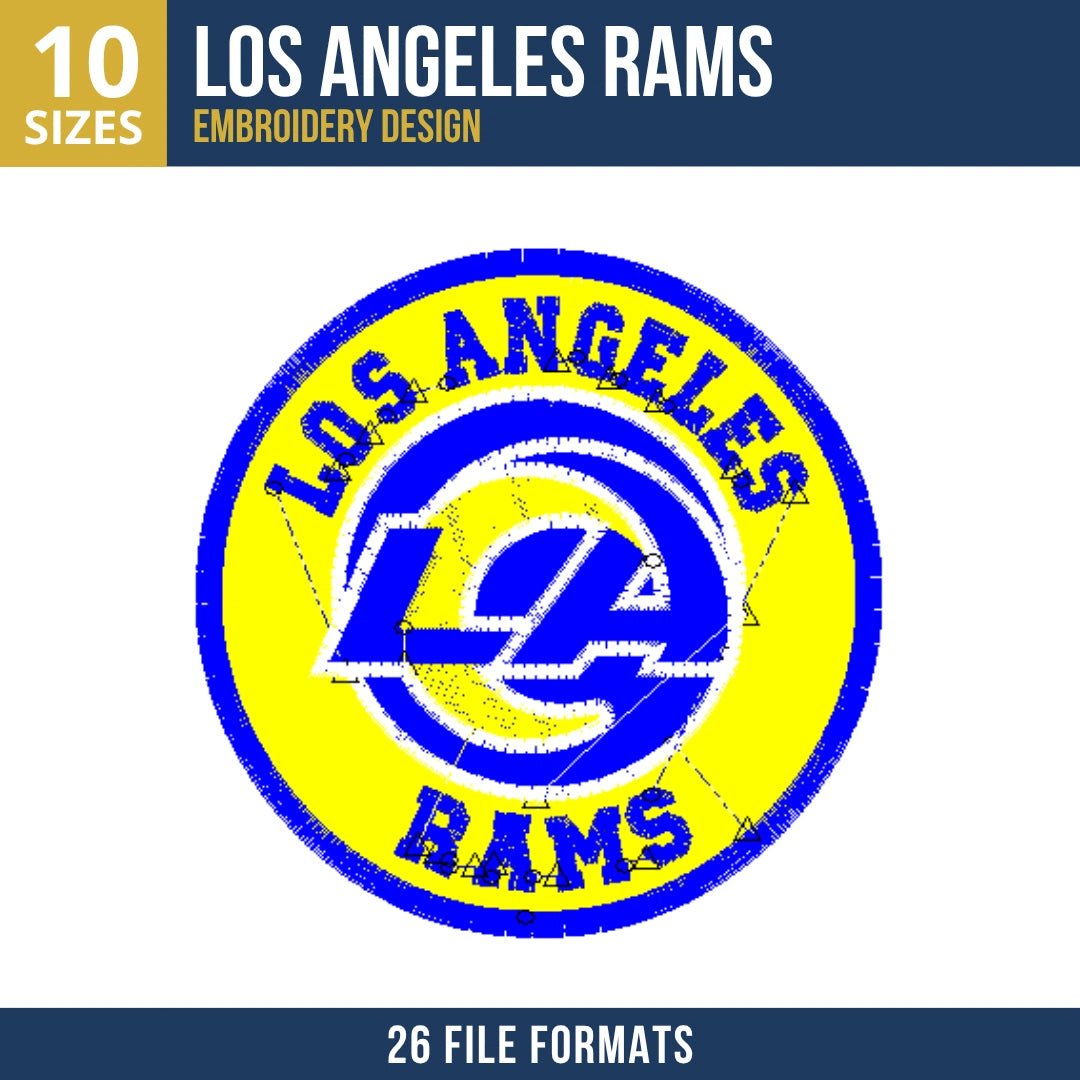 Los Angeles Rams Circular Badge Embroidery Design | 10 Sizes