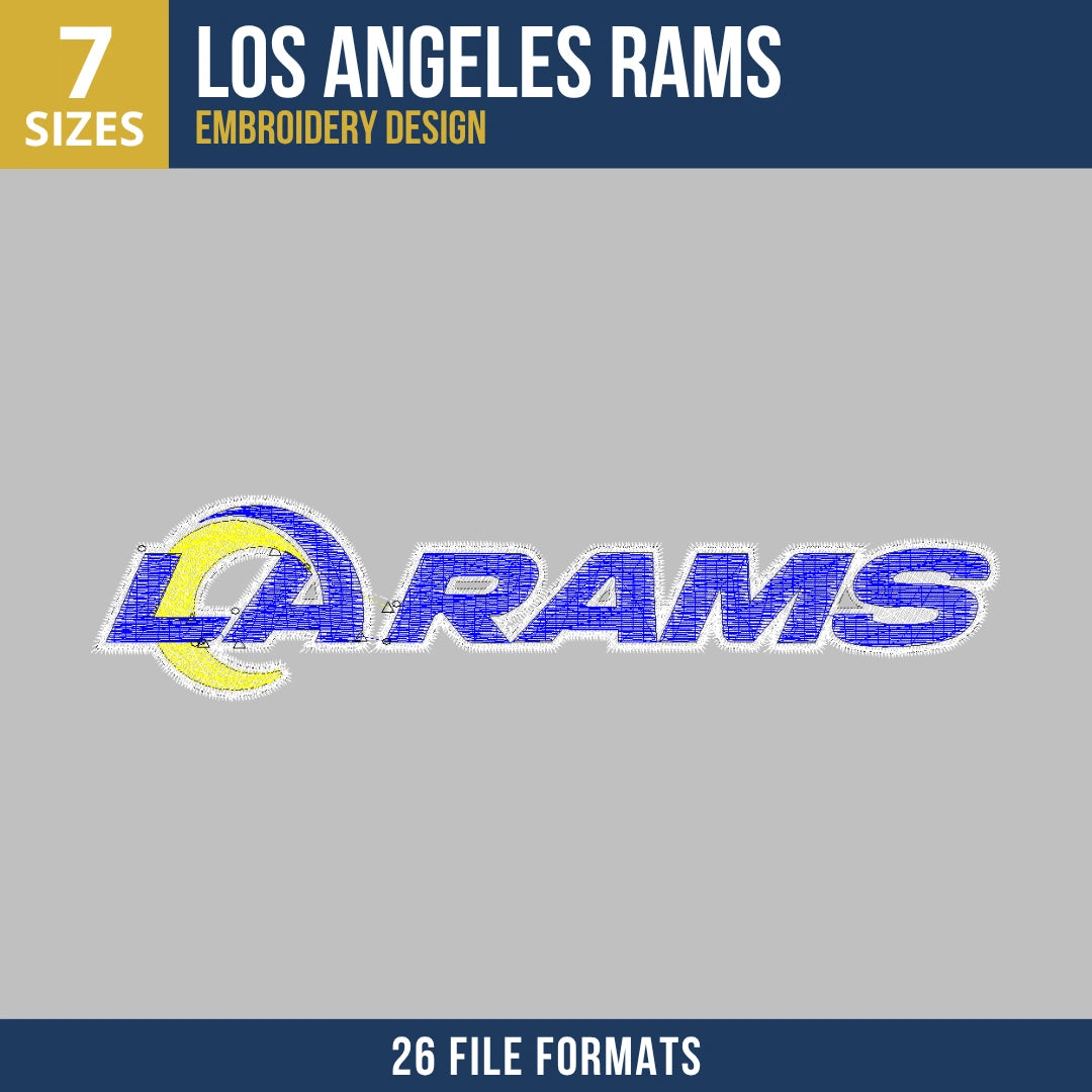 Los Angeles Rams LA Rams Wordmark Embroidery Design | 7 Sizes