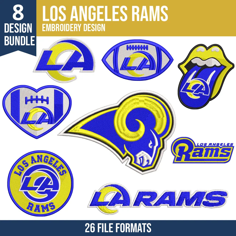 Los Angeles Rams Embroidery Bundle | 8 Designs