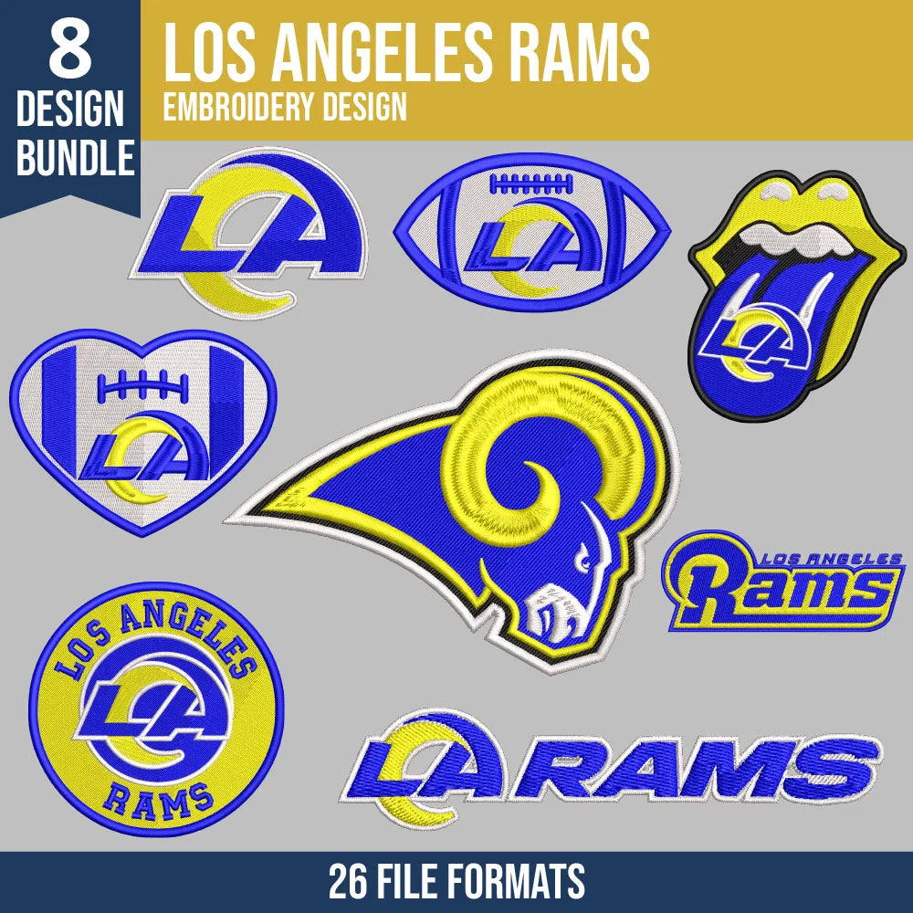 Los Angeles Rams Embroidery Bundle | 8 Designs