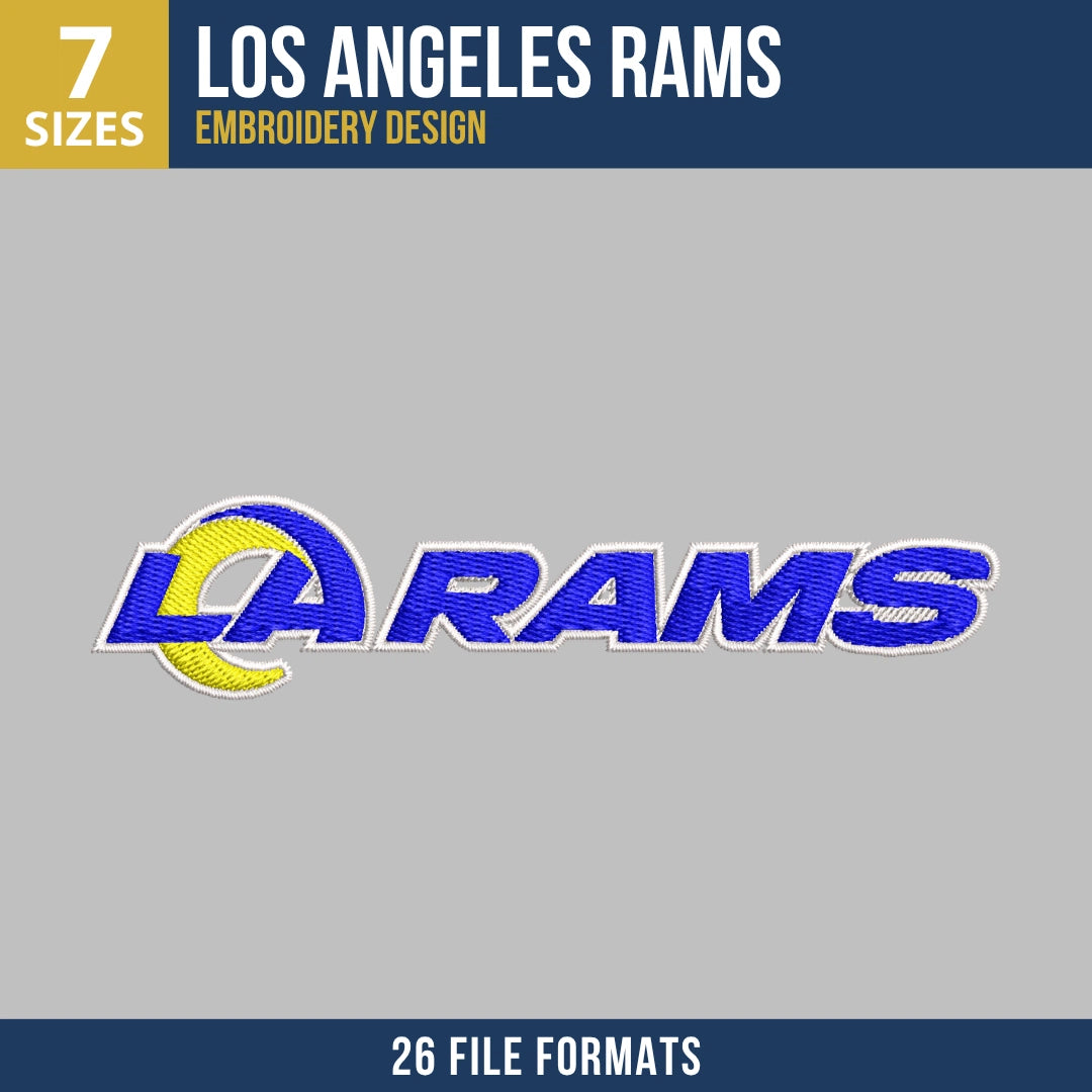 Los Angeles Rams LA Rams Wordmark Embroidery Design | 7 Sizes