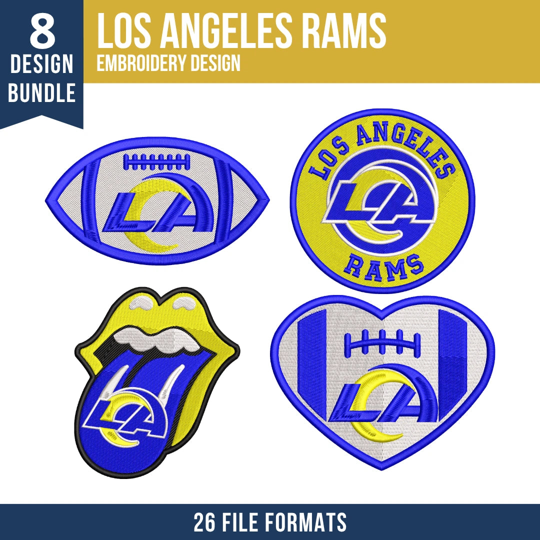 Los Angeles Rams Embroidery Bundle | 8 Designs