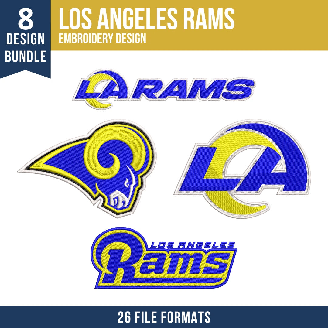 Los Angeles Rams Embroidery Bundle | 8 Designs