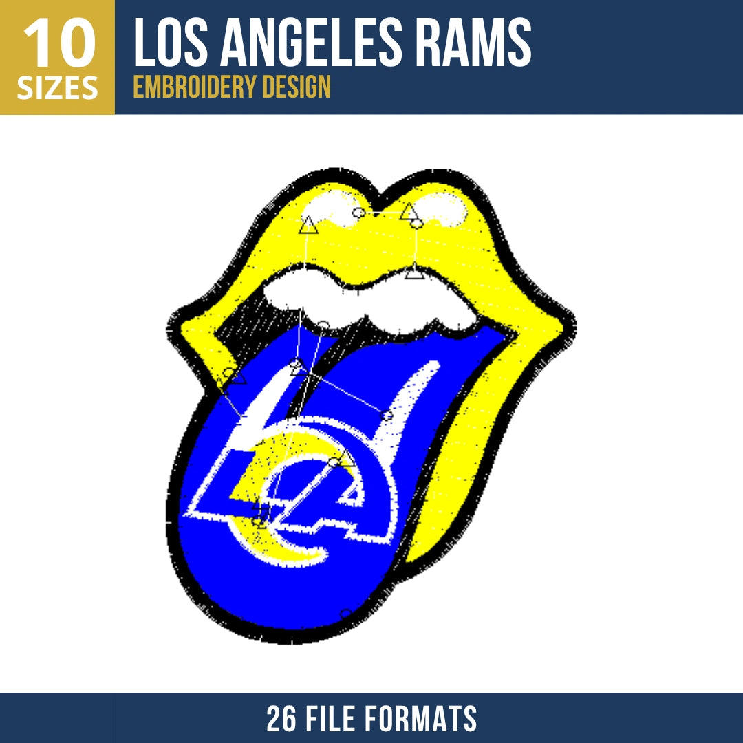 Los Angeles Rams Lips and Tongue Embroidery Design | 10 Sizes