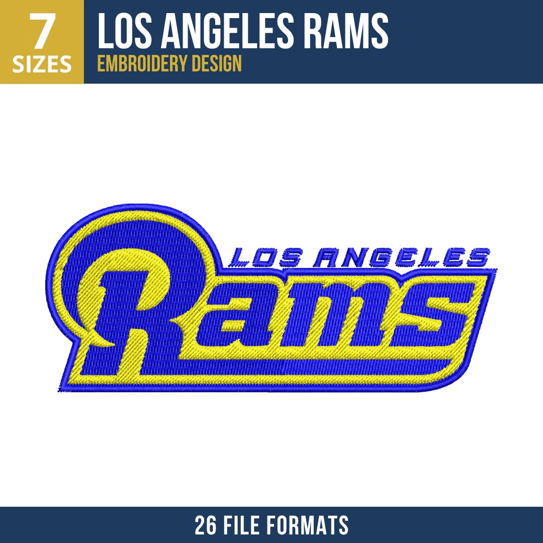 Los Angeles Rams Wordmark Embroidery Design | 7 Sizes