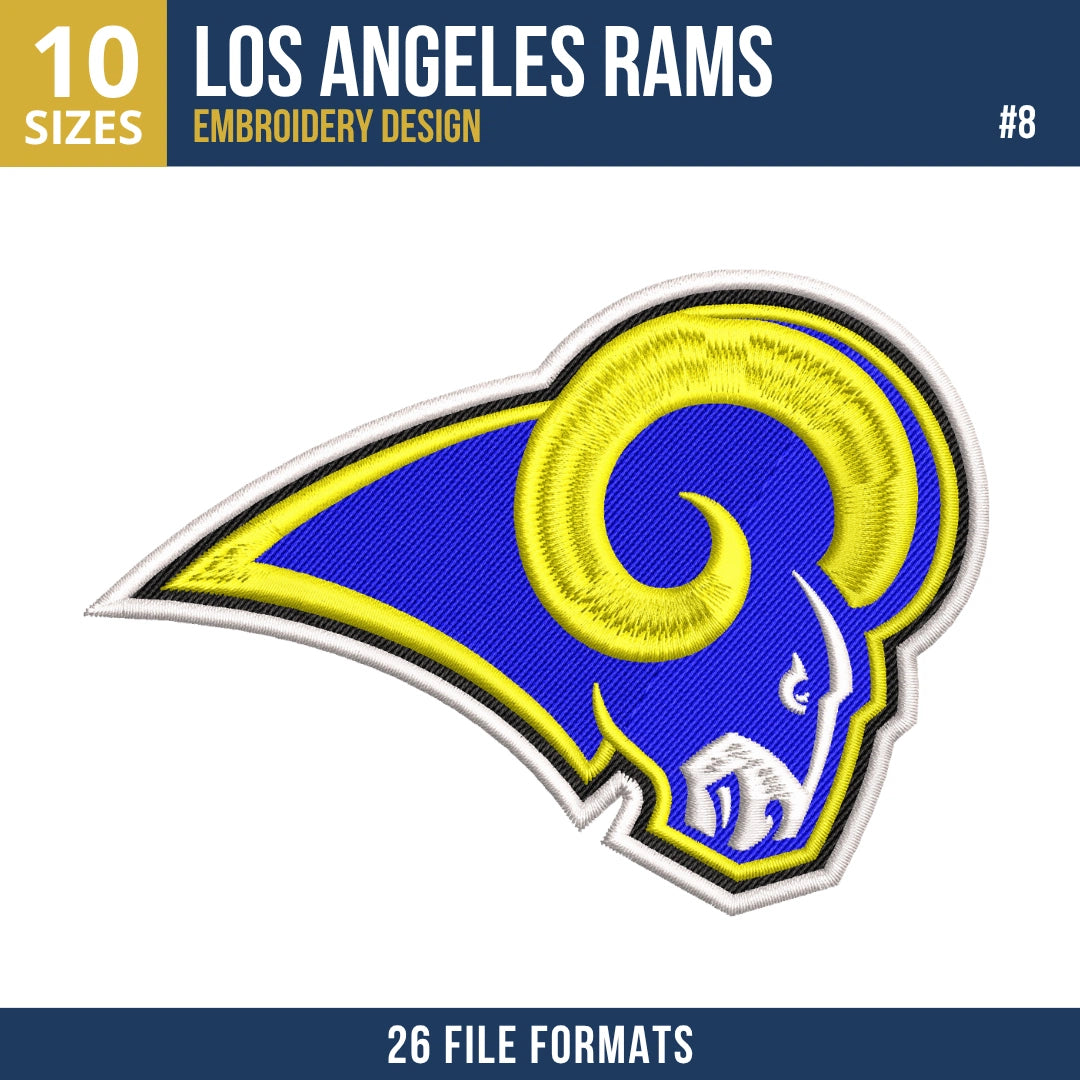 Los Angeles Rams Embroidery Bundle | 8 Designs