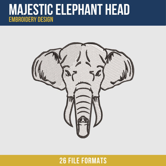 Majestic Elephant Head Embroidery Design
