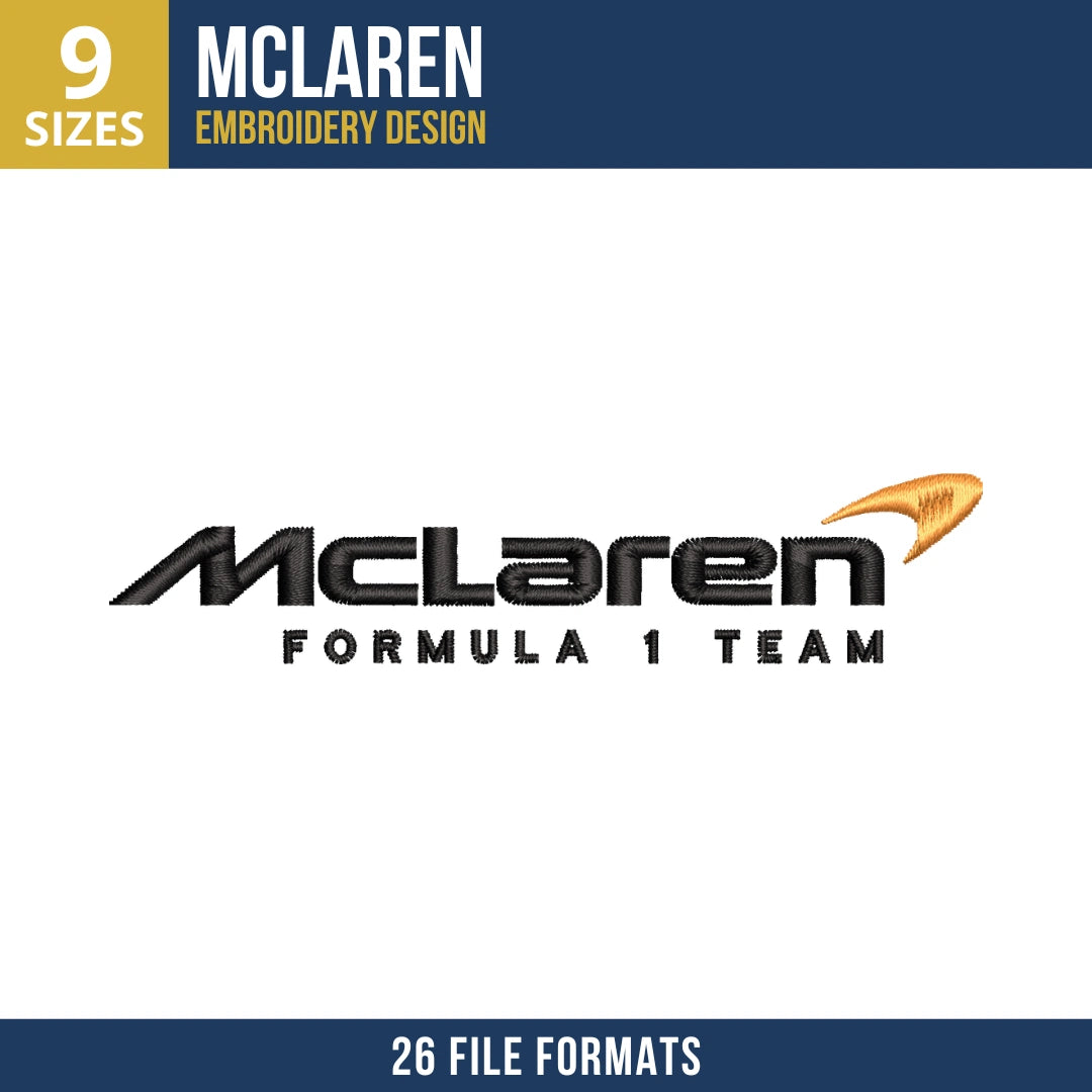 McLaren Formula 1 Team Logo Embroidery Design