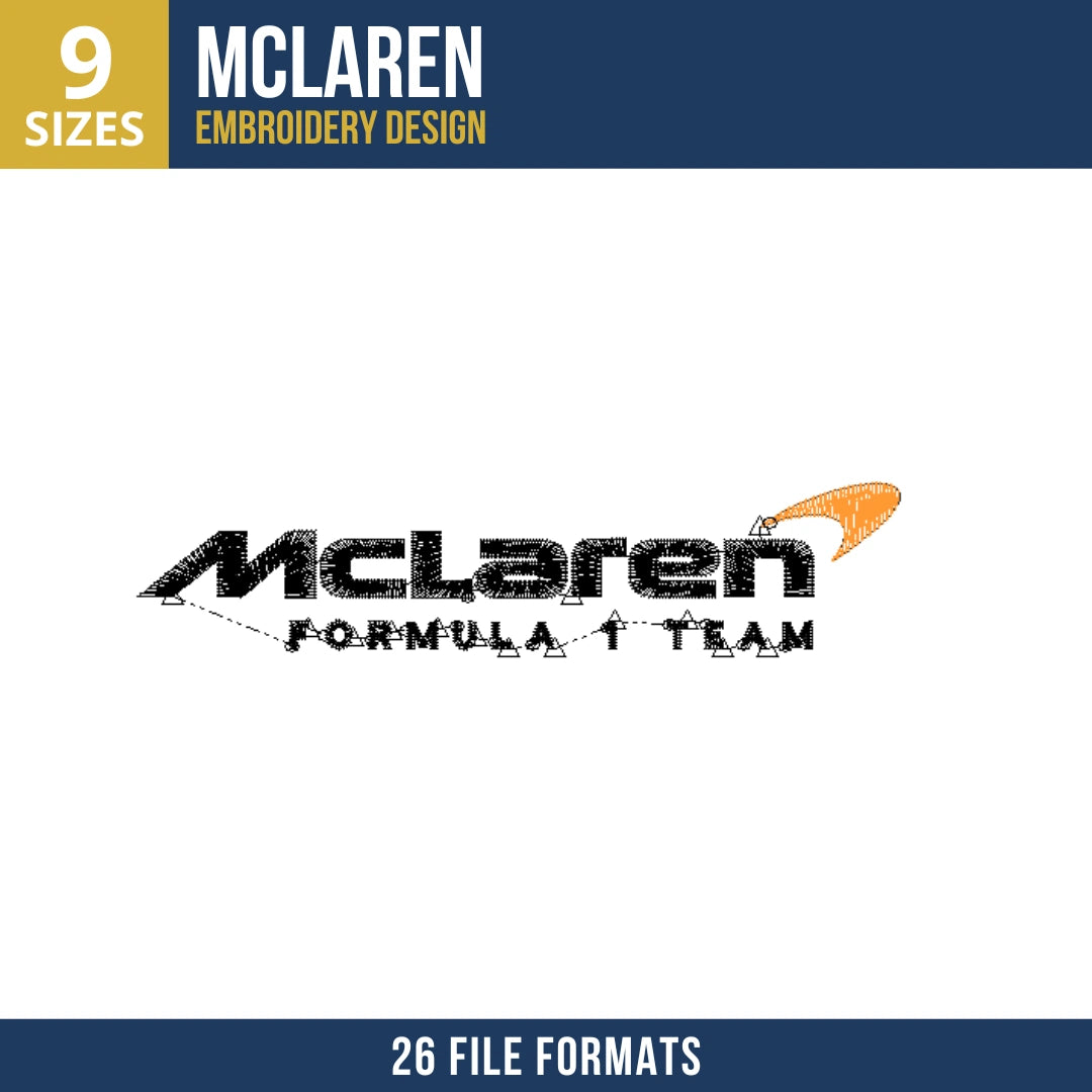 McLaren Formula 1 Team Logo Embroidery Design