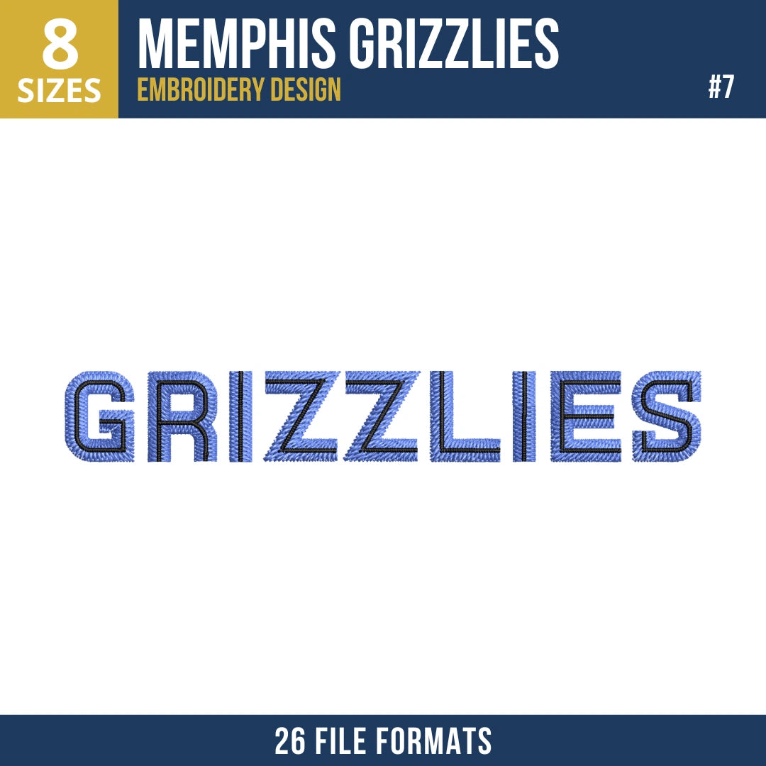 Memphis Grizzlies Embroidery Design Bundle | 8 NBA Logo Files