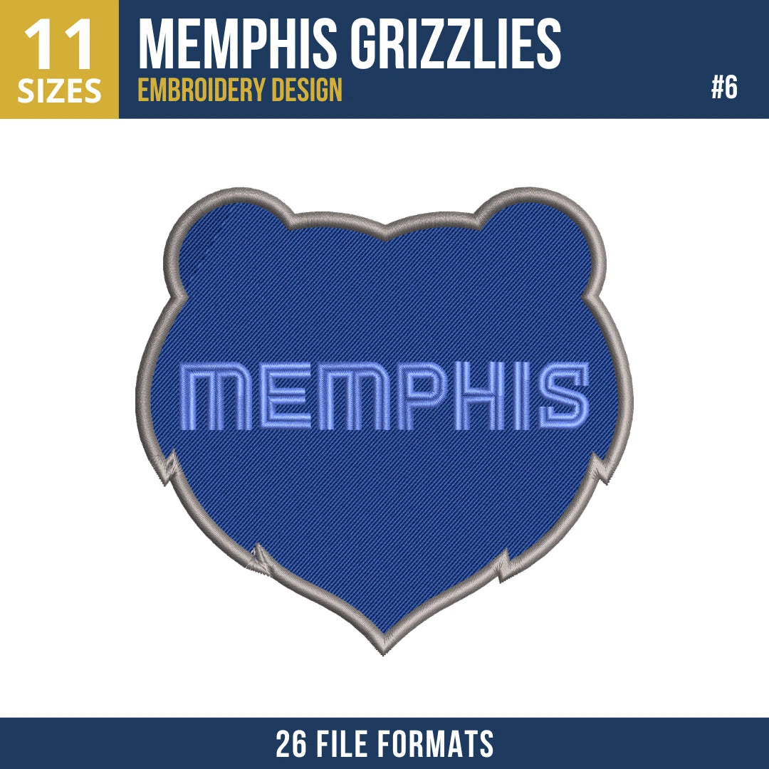 Memphis Grizzlies Embroidery Design Bundle | 8 NBA Logo Files