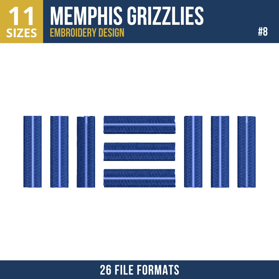 Memphis Grizzlies Embroidery Design Bundle | 8 NBA Logo Files