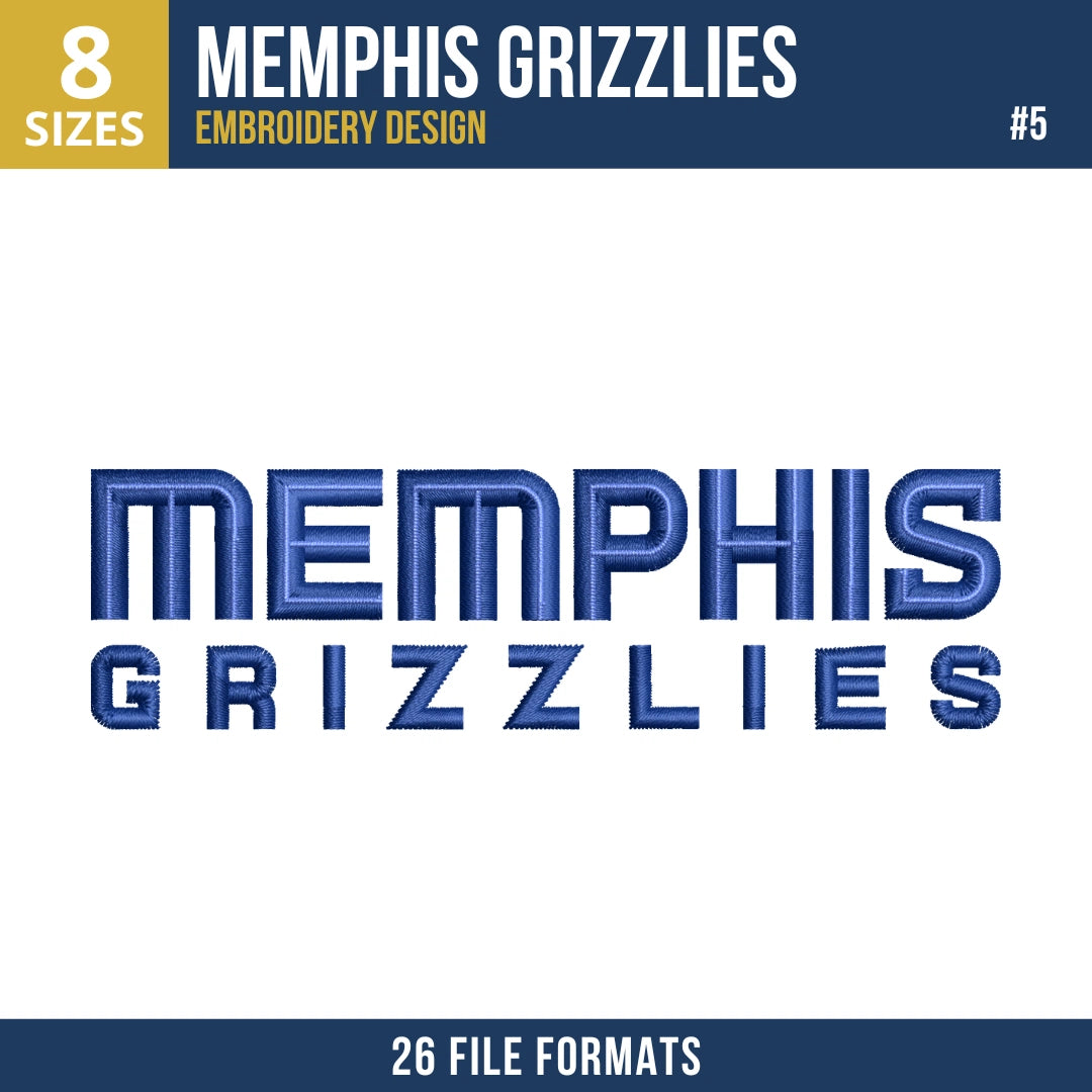 Memphis Grizzlies Embroidery Design Bundle | 8 NBA Logo Files