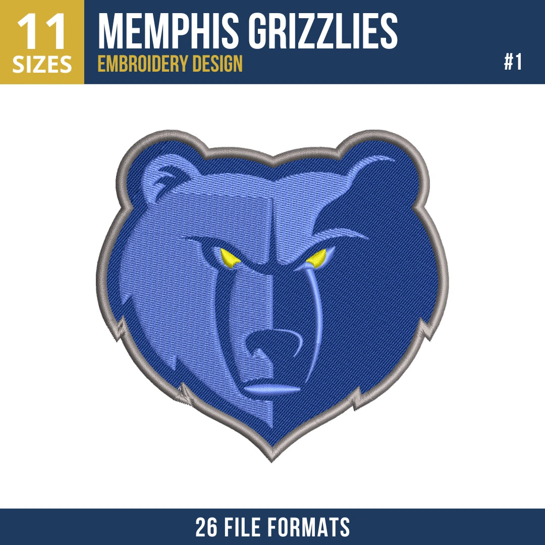Memphis Grizzlies Embroidery Design Bundle | 8 NBA Logo Files