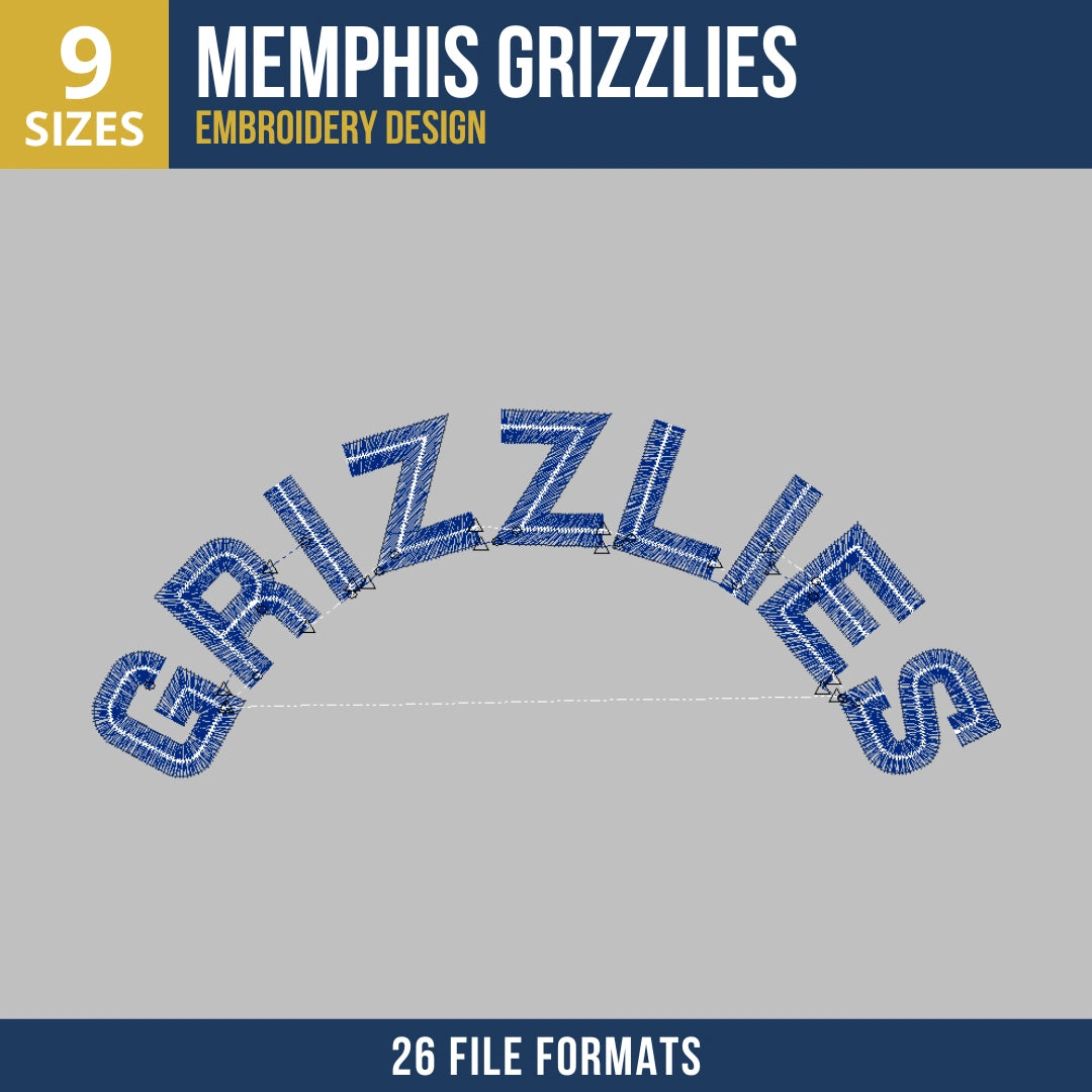 Memphis Grizzlies Arched Wordmark Embroidery Design