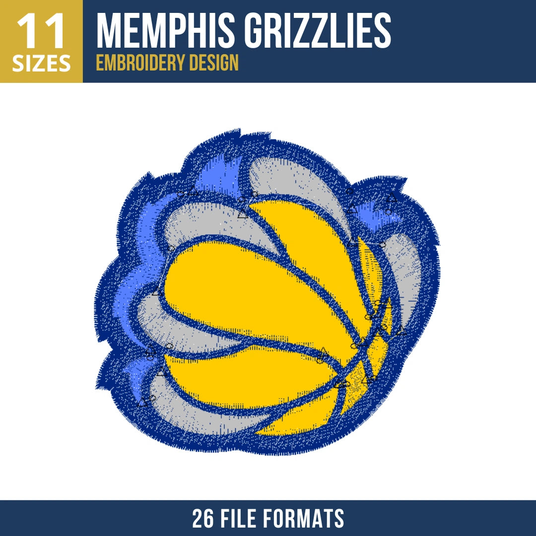 Memphis Grizzlies Claw Basketball Embroidery Design