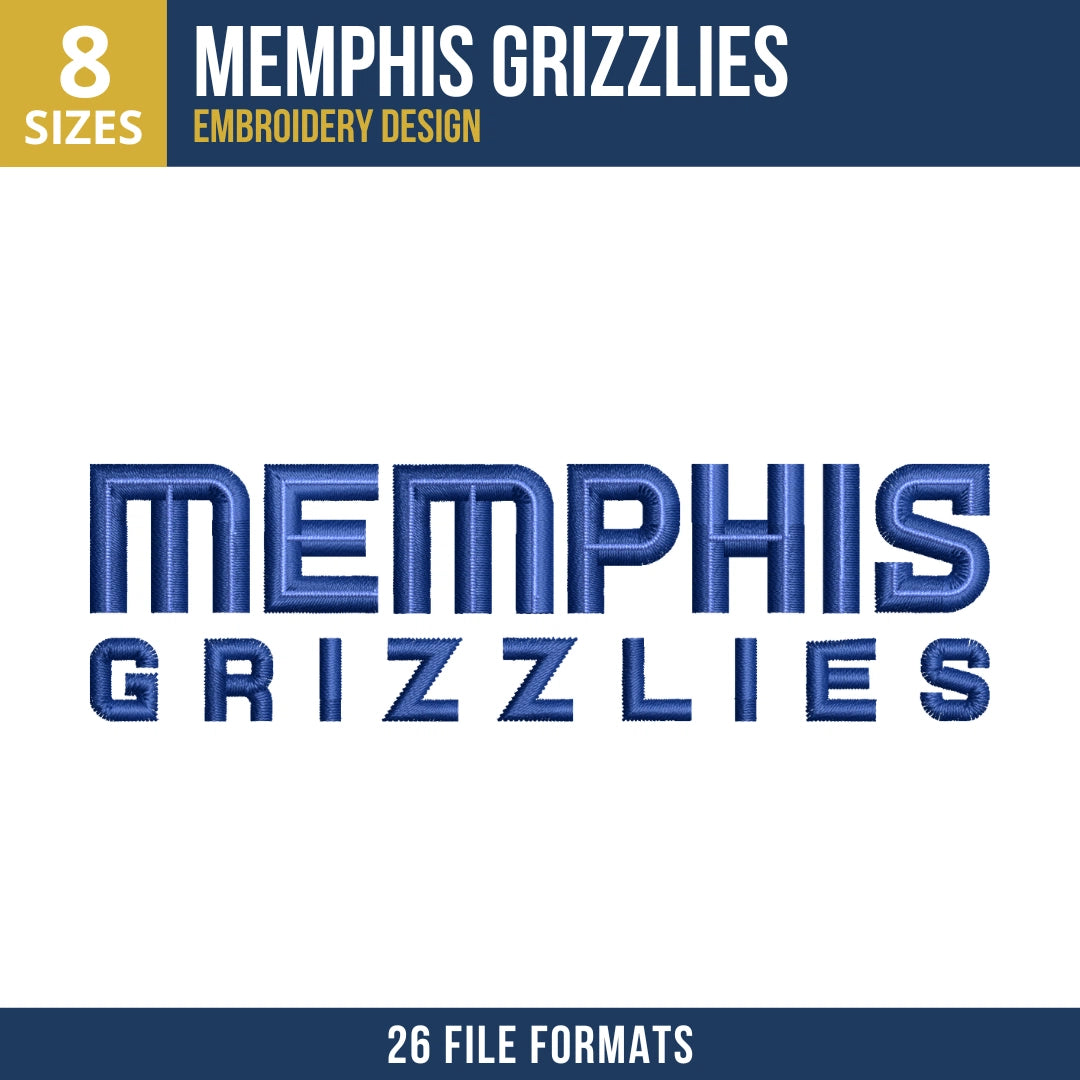 Memphis Grizzlies Stacked Wordmark Embroidery Design