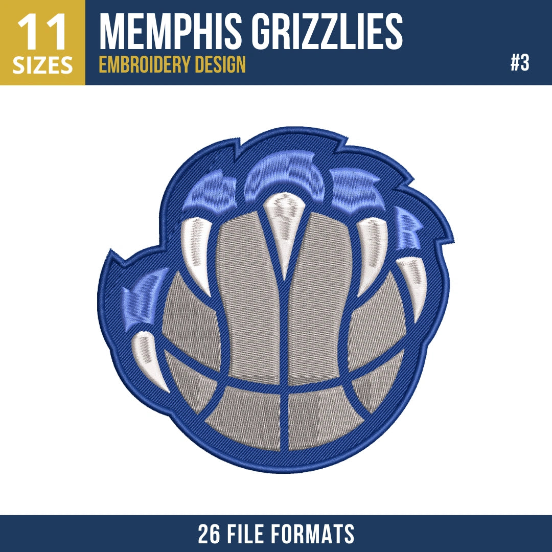 Memphis Grizzlies Embroidery Design Bundle | 8 NBA Logo Files