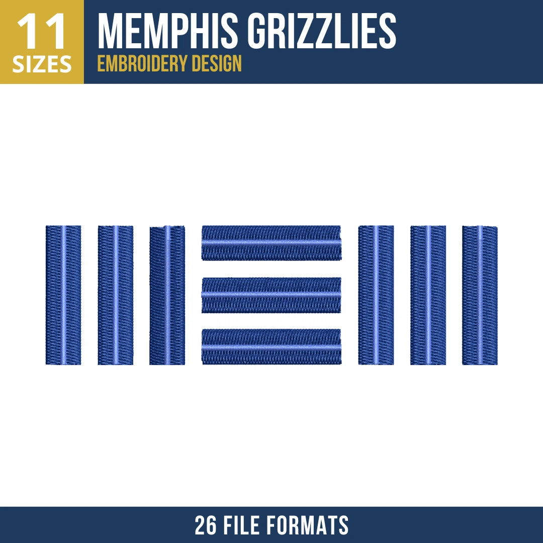 Memphis Grizzlies Bar Pattern Embroidery Design