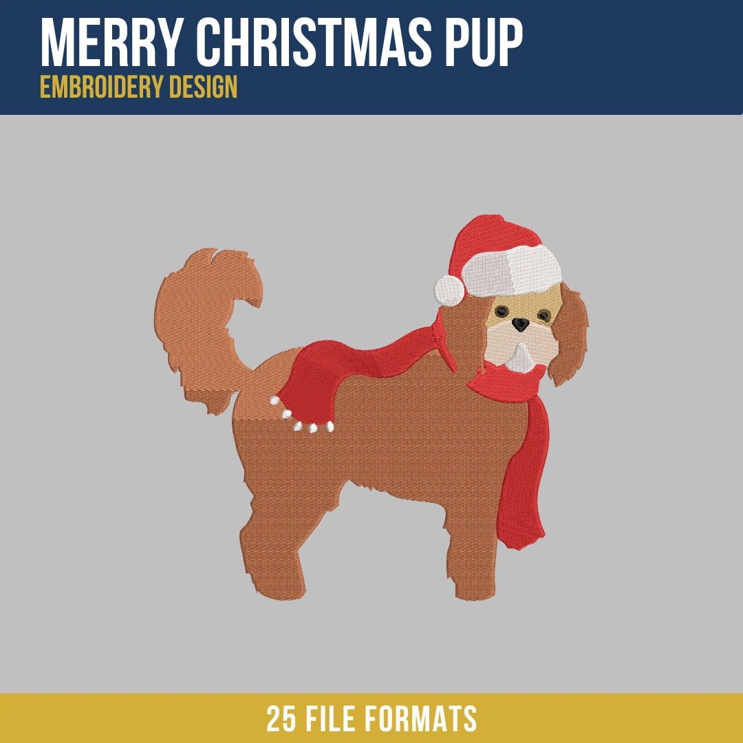Merry Christmas Pup Embroidery Design