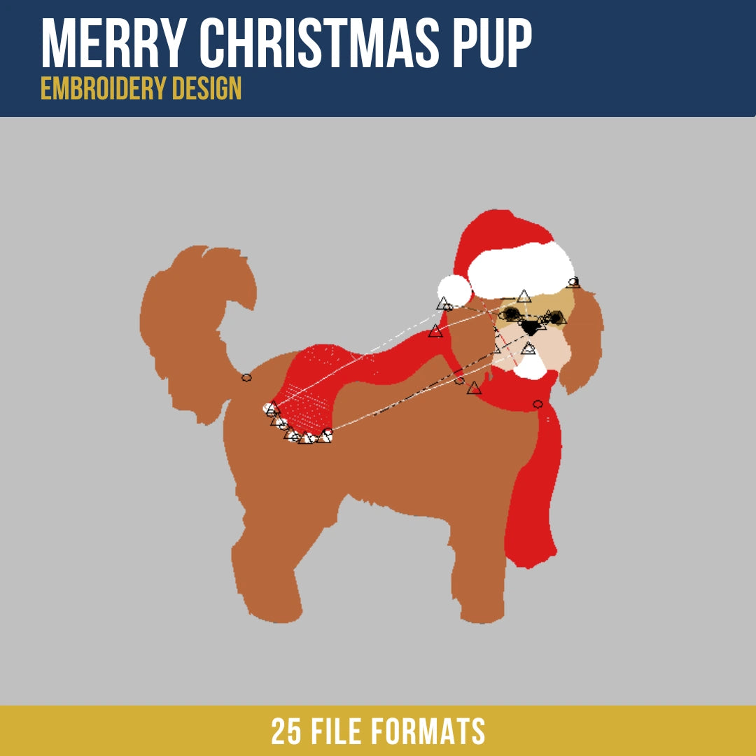 Merry Christmas Pup Embroidery Design