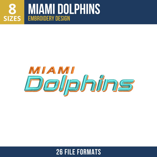 Miami Dolphins Modern Wordmark Embroidery Design