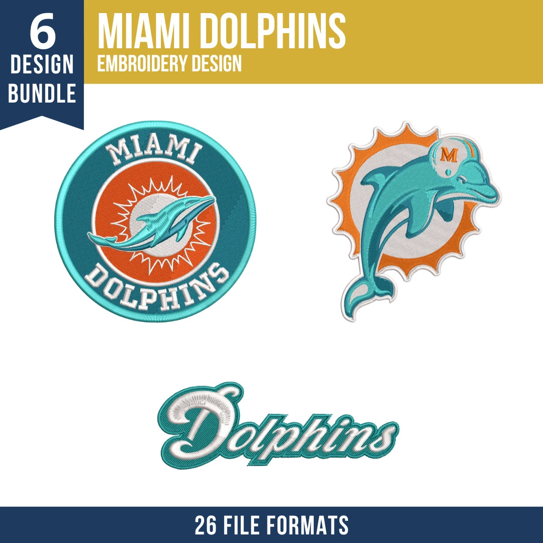 Miami Dolphins Embroidery Bundle | 6 NFL Designs