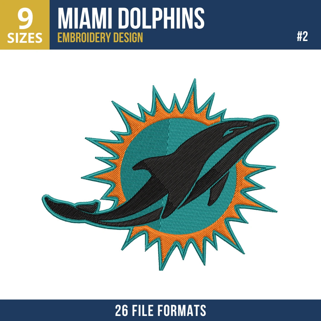 Miami Dolphins Embroidery Bundle | 6 NFL Designs
