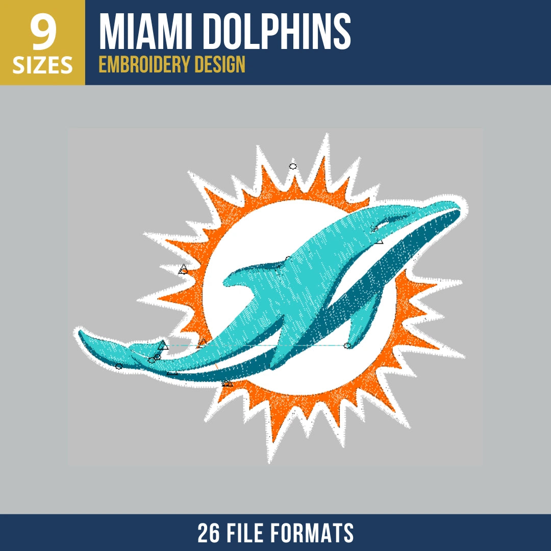 Miami Dolphins Teal Logo Embroidery Design