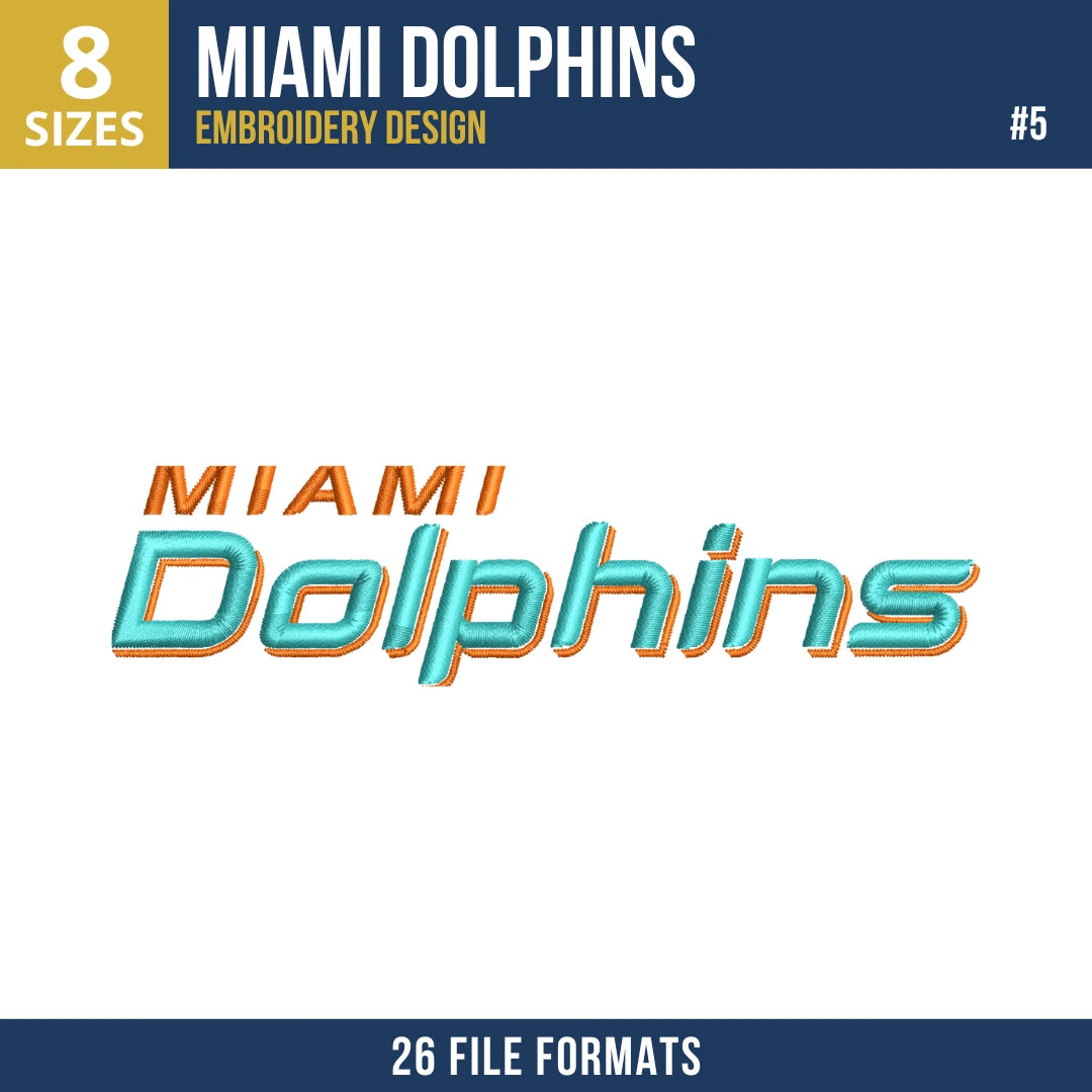 Miami Dolphins Embroidery Bundle | 6 NFL Designs