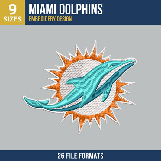 Miami Dolphins Teal Logo Embroidery Design