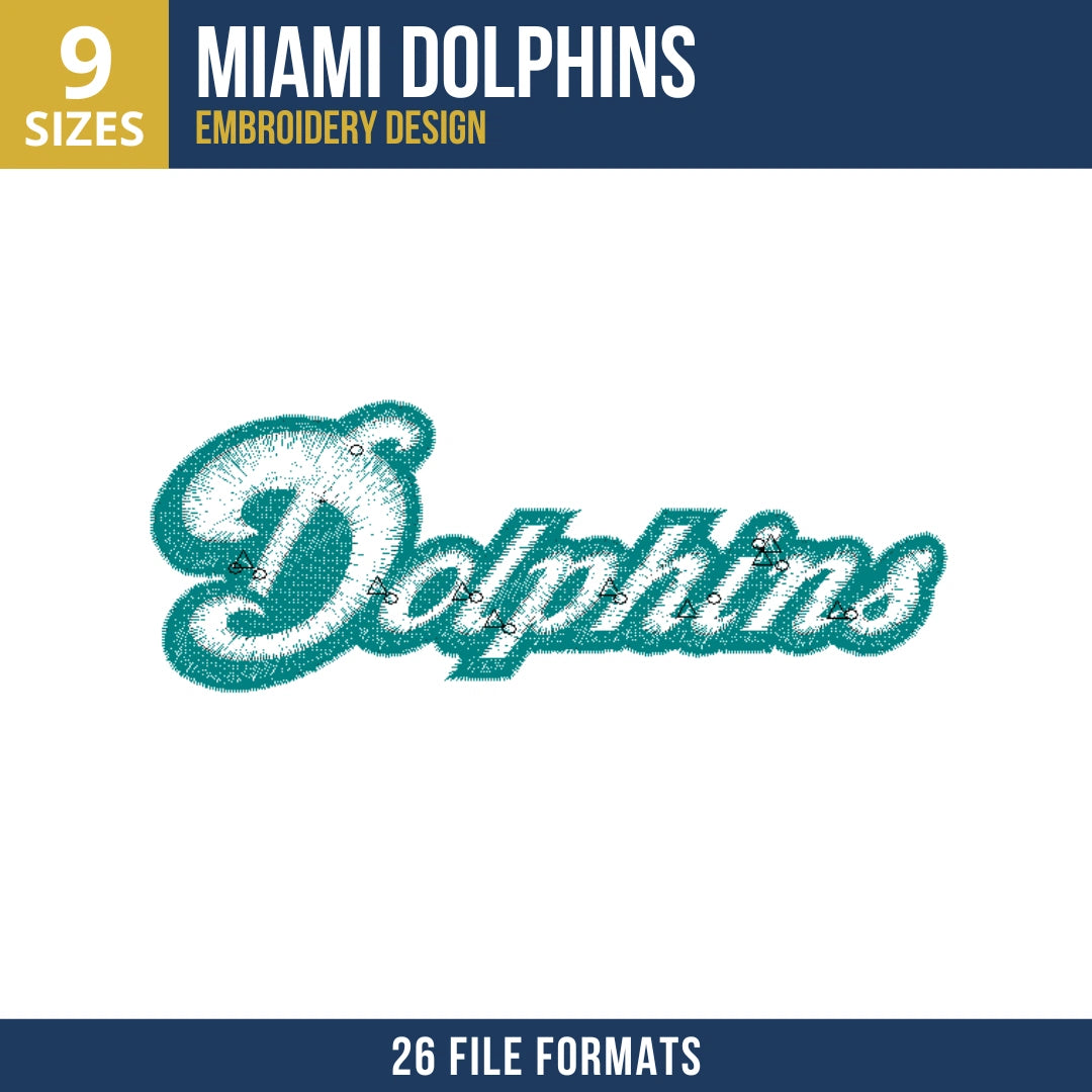 Miami Dolphins Retro Script Wordmark Embroidery Design