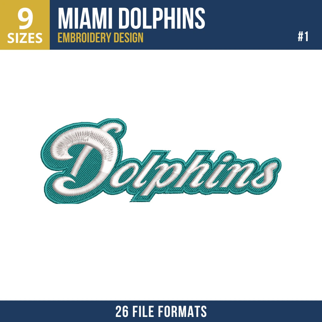 Miami Dolphins Embroidery Bundle | 6 NFL Designs