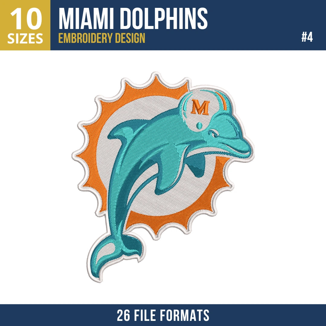 Miami Dolphins Embroidery Bundle | 6 NFL Designs