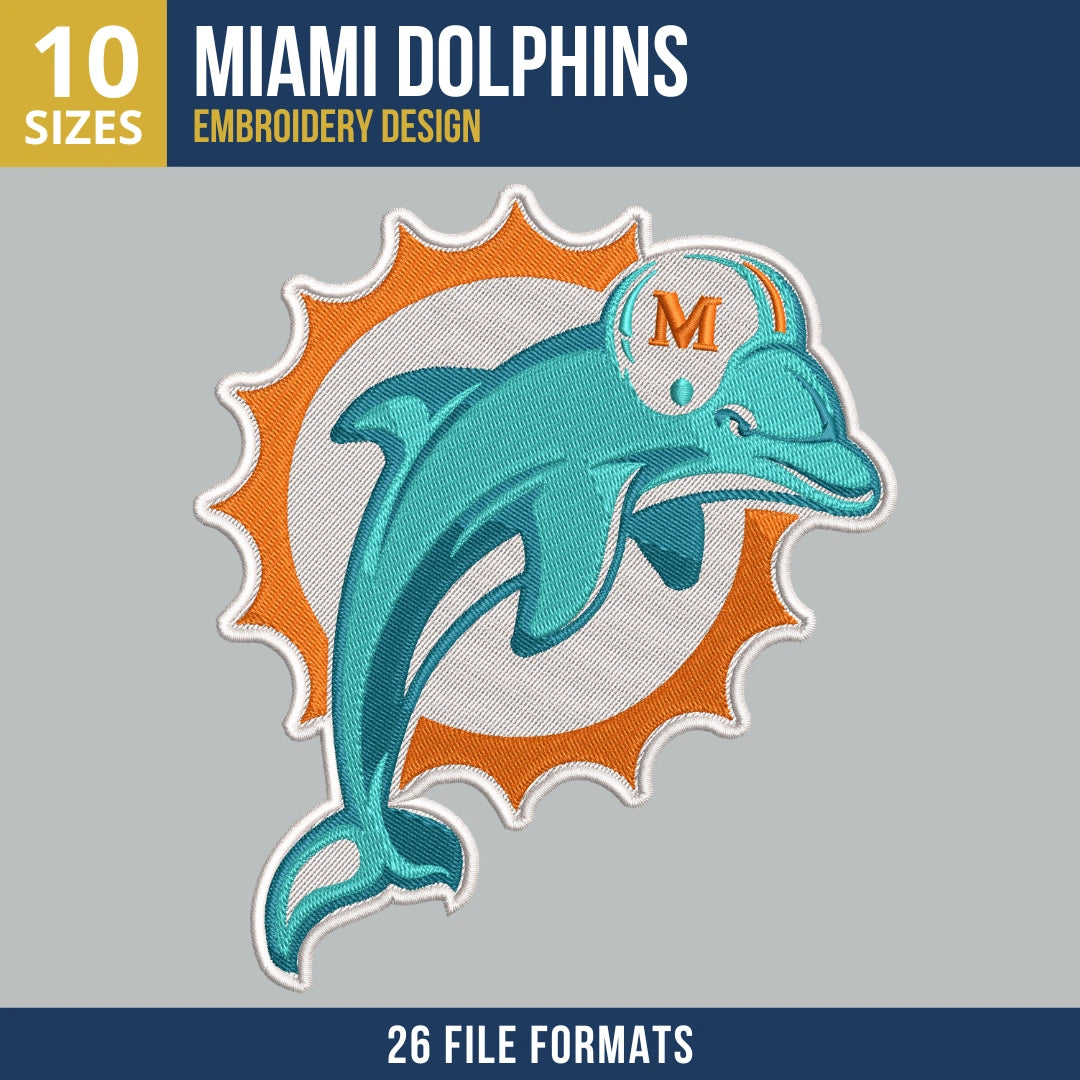 Miami Dolphins Classic Primary Logo Embroidery Design